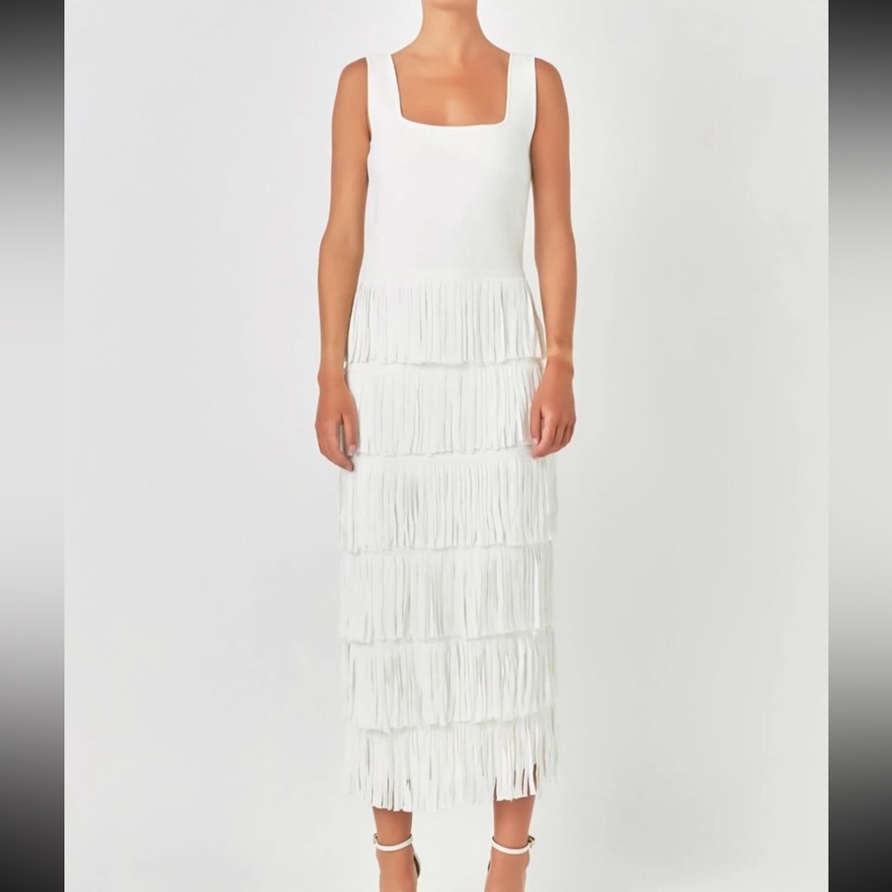 Endless Rose White Fringe Dress
